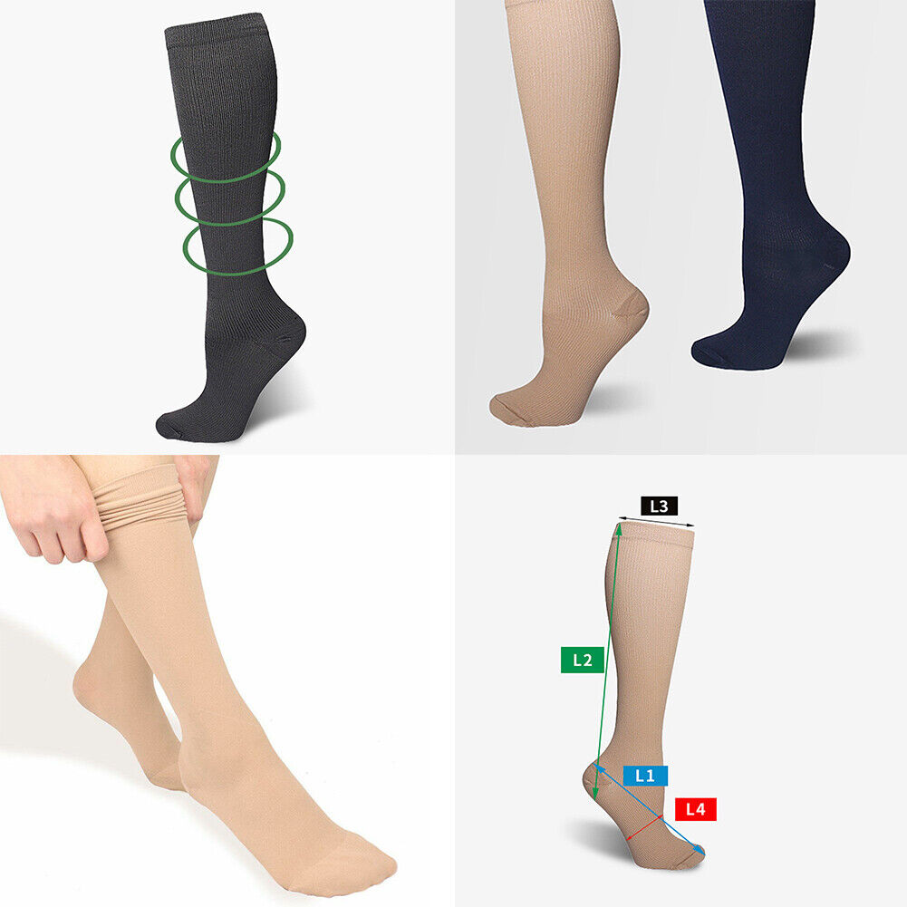 US 6-12Pairs Compression 15-20mmHg Graduated Support Socks Calf Men Women S-XXL