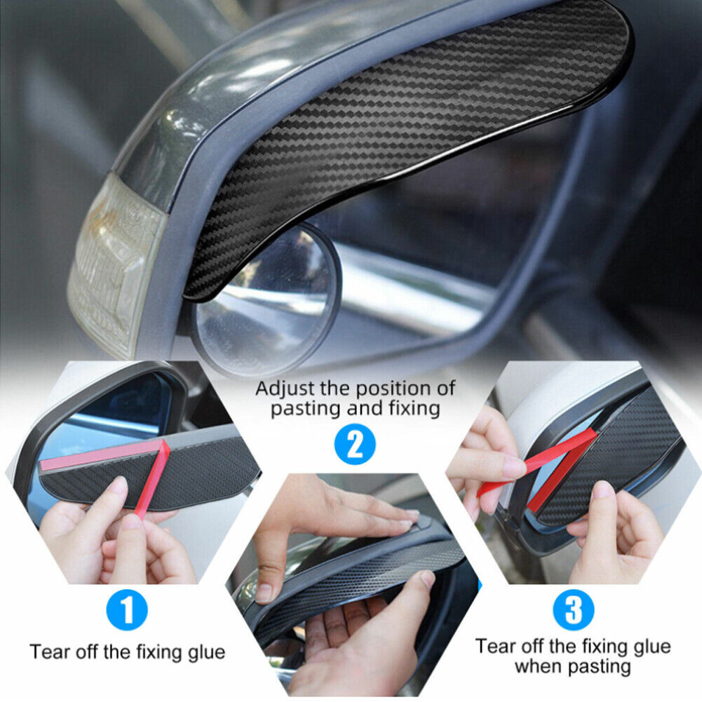 US 2-4 Rear View Side Mirror Rain Sun Visor Smoke Eyebrow Guard Carbon Fiber Car