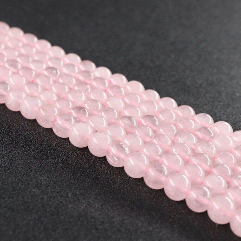 US 15" 6/8/10mm Pink Crystal Natural Stone Beads Rose Quartzs Round Loose