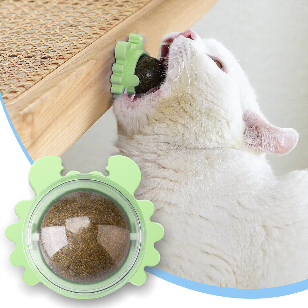 US 1-2 Pack Edible Cat Nip Ball Products Kitty Chew Rotatable Interactive Kitten
