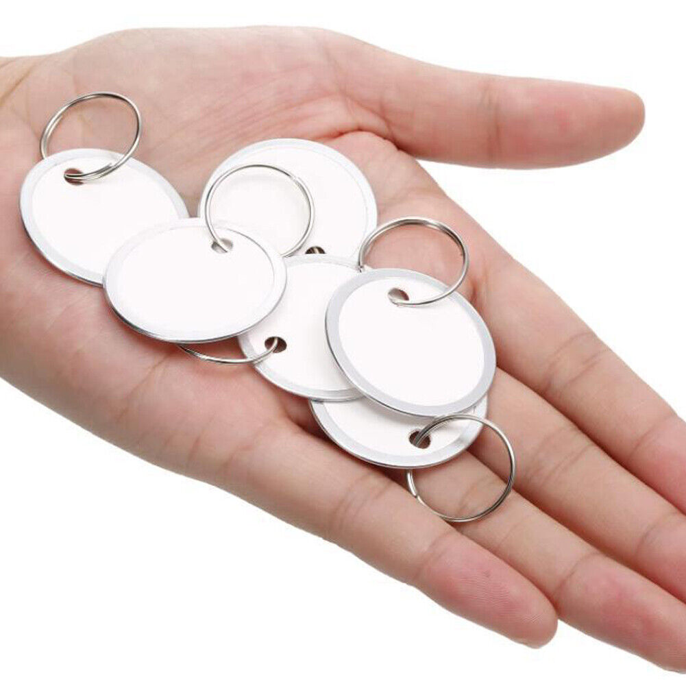 US 100-200 Pack Blank Paper Key Tags with Labels and Metal Rims, 1-Inch, White