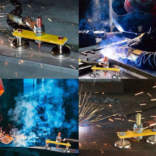 US 1-2 Pc Magnetic Metal Welding Welder Magnet Head Welding Support Ground Clamp