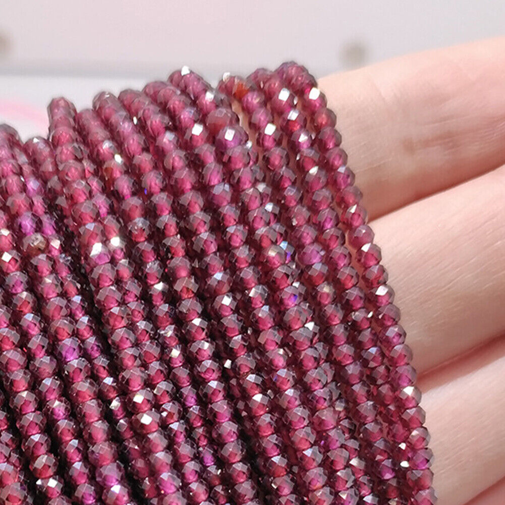 US Natural Garnet Faceted Round Smooth Beads 38cm/14.96'' Strand 2mm 3mm 4mm