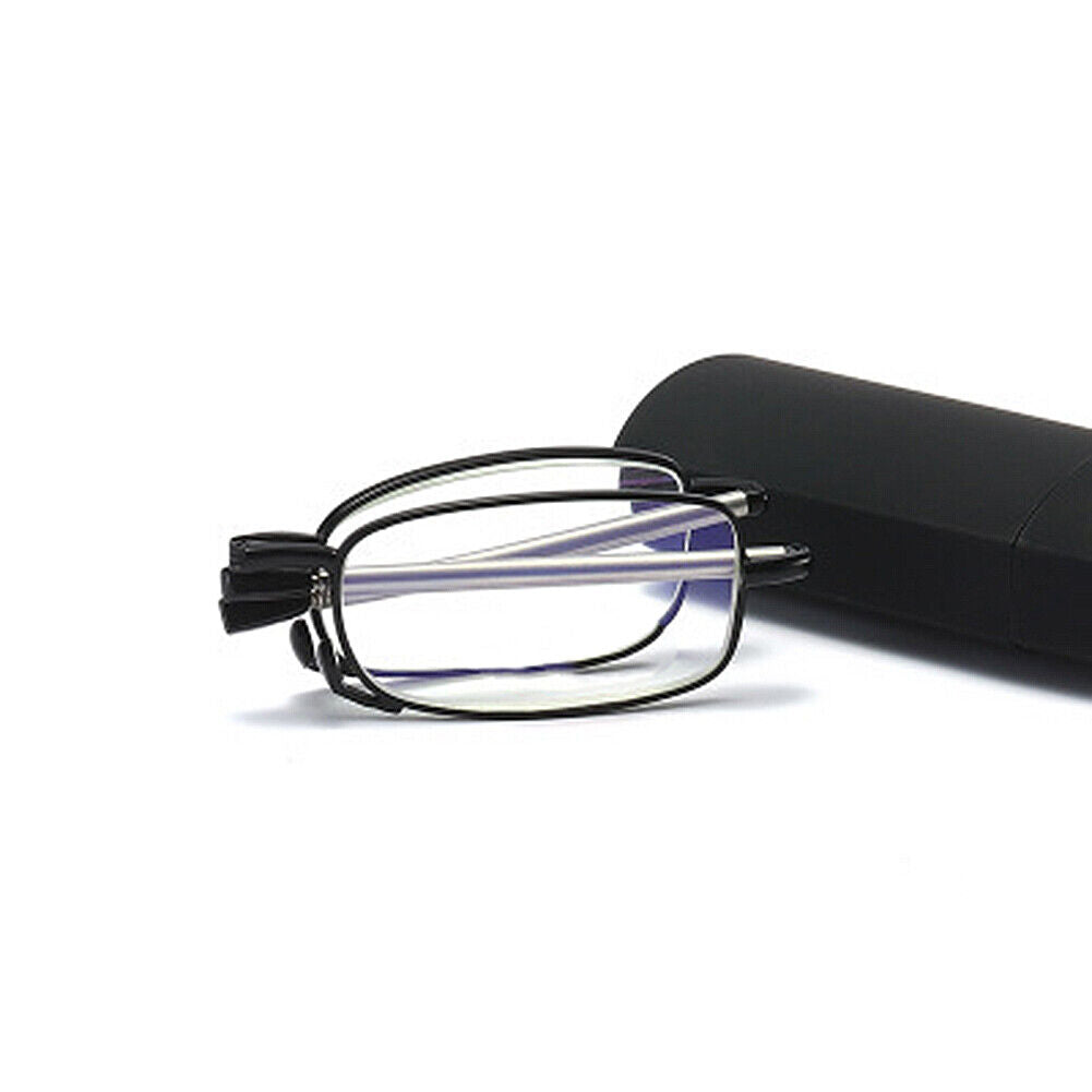US 3Pc Read Fold Metal Compact Anti-Blue Light Reading GlassesWith Carrying Case