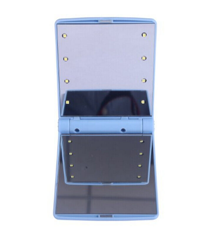 Makeup Cosmetic Folding Portable Compact Pocket Mirror with 8 LED Lights Lamps