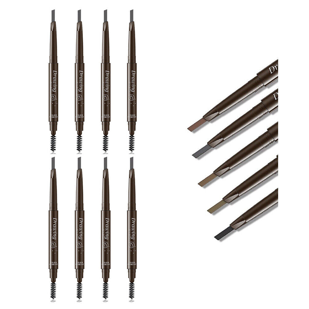 US 4-8 Pack Waterproof Eyebrow Pencil Retractable Slant Tip Brush Double-ends