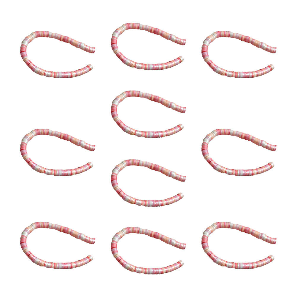 US 10 Strands Shiny Color 6mm Flat Round Polyme Clay Boho Heishi Beads Chip Disk