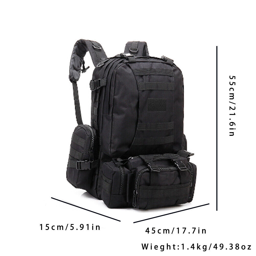 US 55L Upgrade Tactical Military Backpack Rucksack Camping Bag Travel Hiking