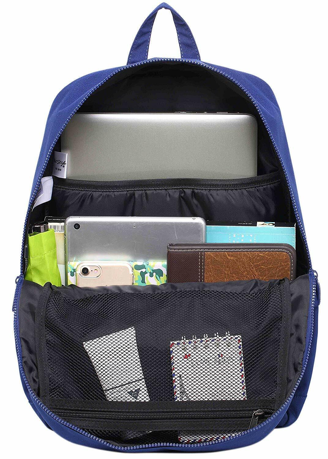 ALVIMAX Plain School Backpack Book Bag | 16.5"x12"x6" | Holds 15.6-inch Laptop