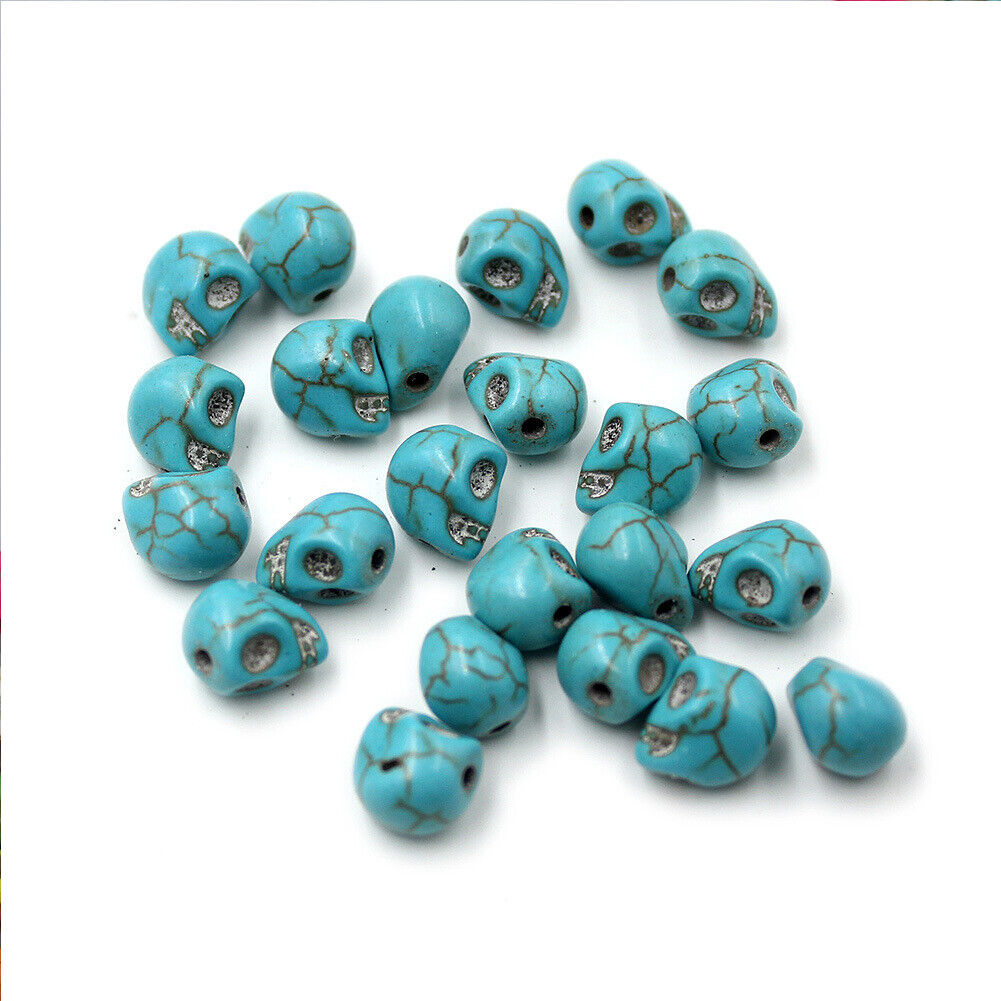 US Howlite Skull Beads Dyed Skull Shaped Beads - Available in 8mm 10mm 18mm