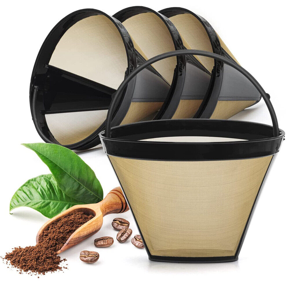 US 2-4 Pack Reusable #4 Cone Style Coffee Filter for Cuisinart, Black & Decker