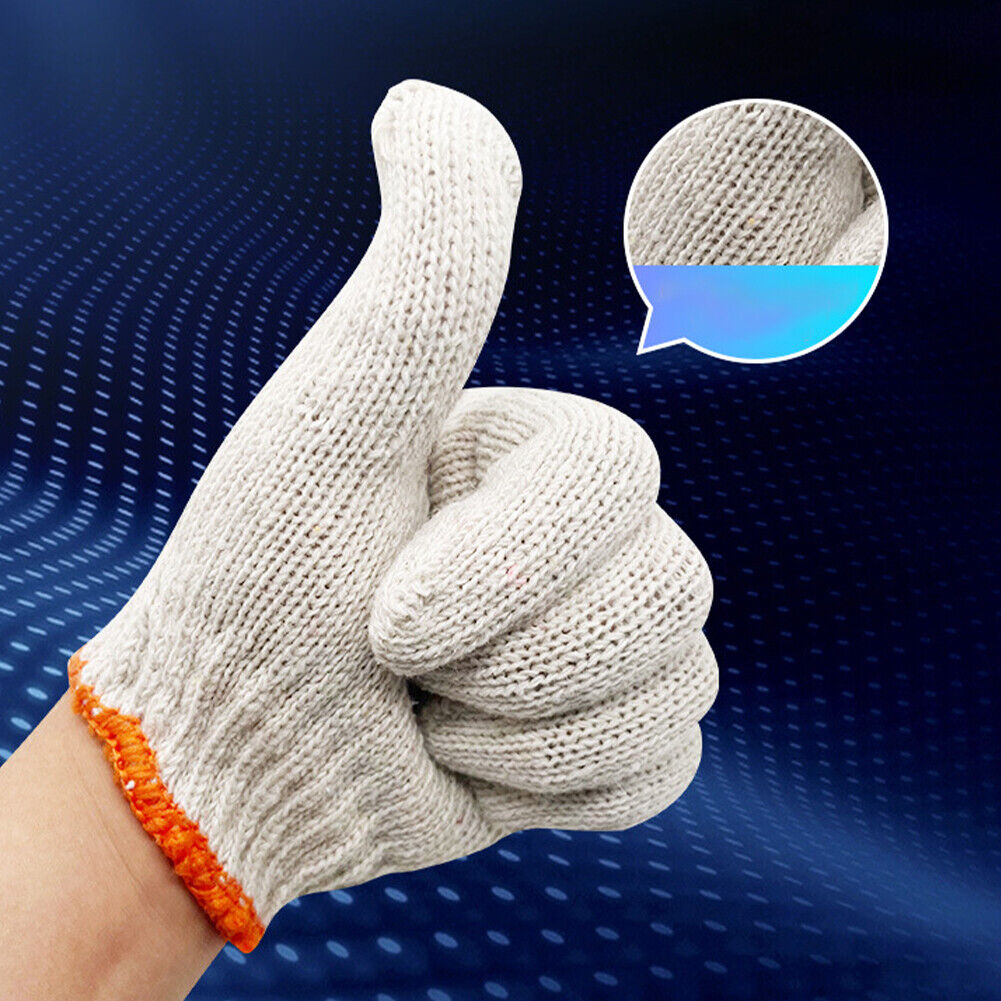 US 24-48 Pairs NATURAL WHITE STRING KNIT POLY COTTON WORK GLOVES Ultralight