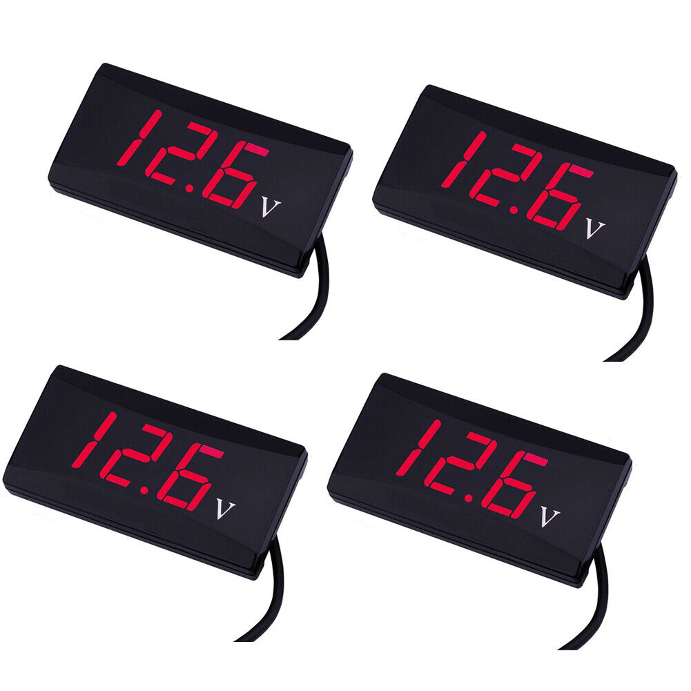 US 2-4 Pcs Upgraded 12V Voltage Gauge LED Digital Display Panel Meter Motorcycle