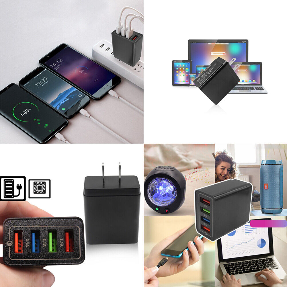 US 2-4 Pack Fast Charging QC 3.0 Wall Charger 4 Ports USB Hub Power Adapter Plug