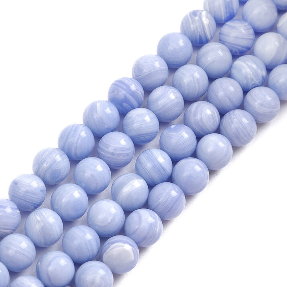 US 6/8/10 MM Purple Blue Lace Stone Beads Round Loose Bulk Beads Jewelry Making
