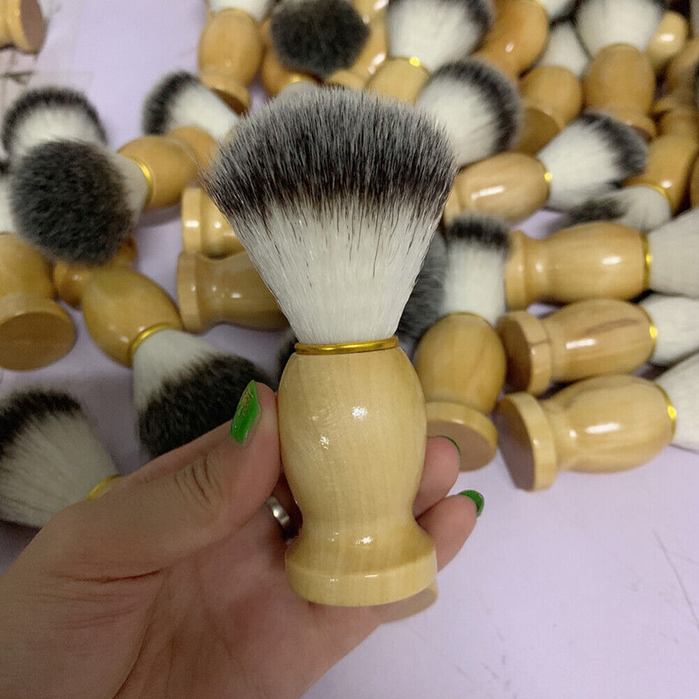 US 2-4 Pc Shaving Brush Perfect Shave Barber Hard Wooden Handle Badger Hair Soft
