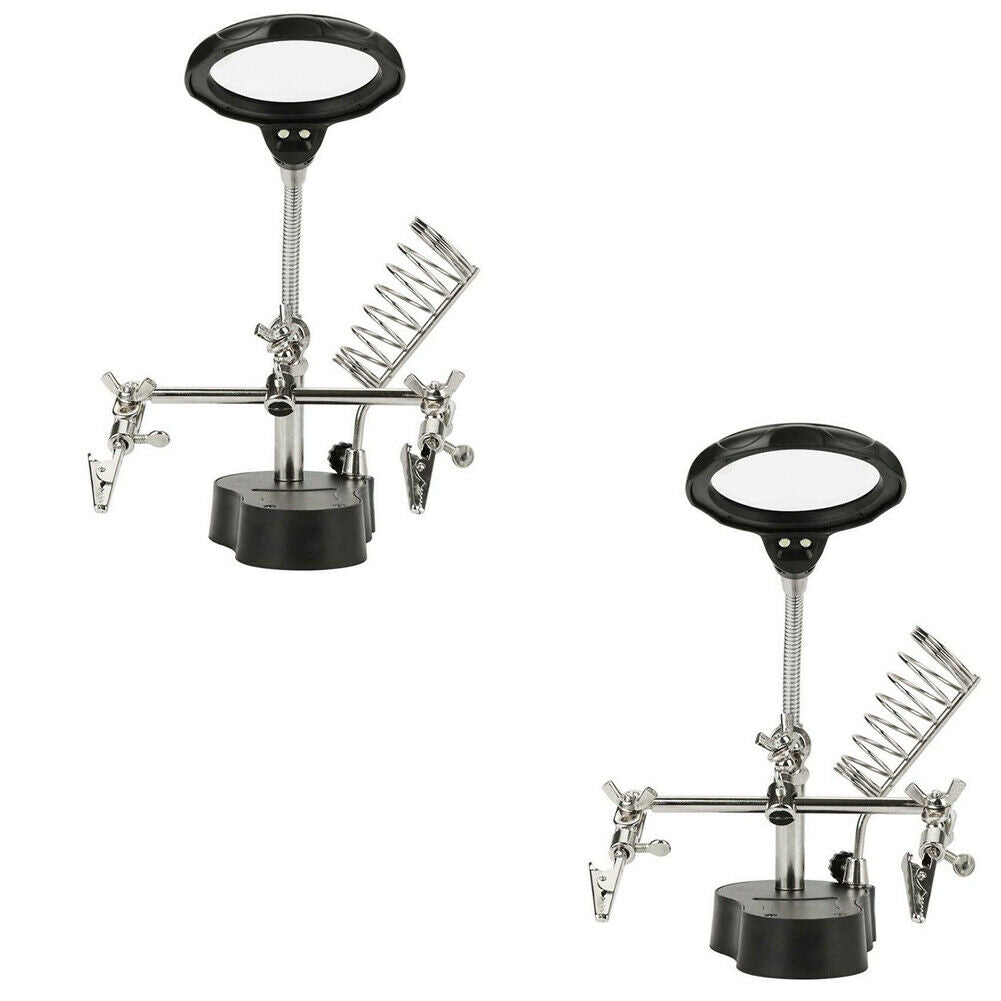 US 1-2 Pc Helping Hand Magnifier Work Station Soldering Solder Iron Stand Holder