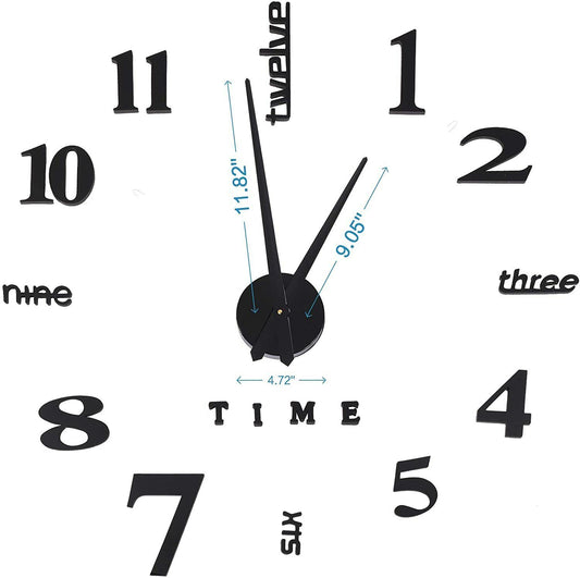 DIY Wall Clock  Large Watch Silent Home/Office/School Number Clock Decorations