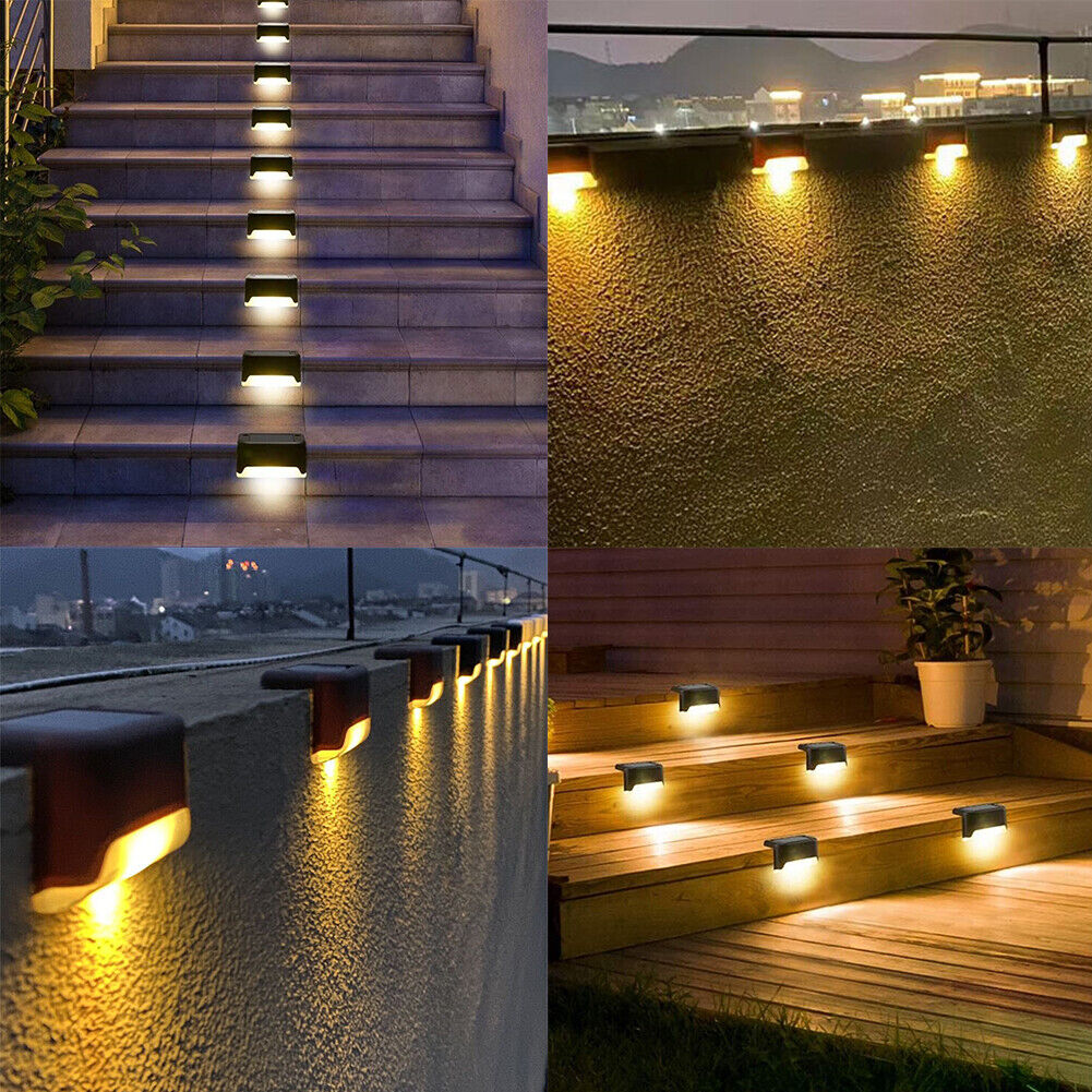 US 8-16 Pc Solar Deck Step Lights Waterproof LED Outdoor Stairs Fence Yard Lamps