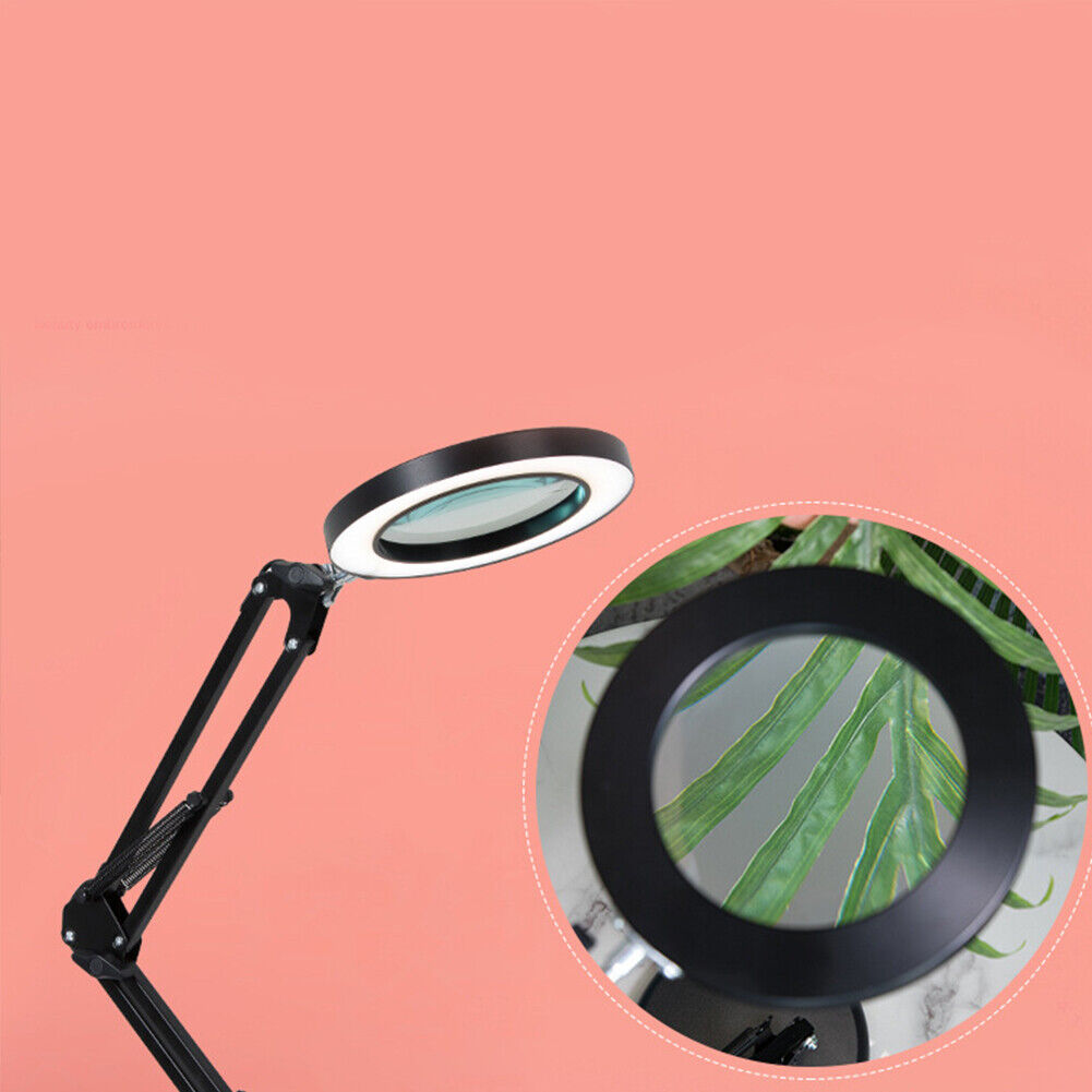 US 1-2 Pcs 10X Magnifying LED Glass Stand Crafts Welding Base Clamp Close Work