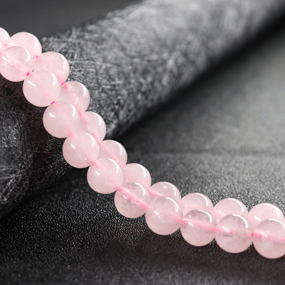 US 15" 6/8/10mm Pink Crystal Natural Stone Beads Rose Quartzs Round Loose