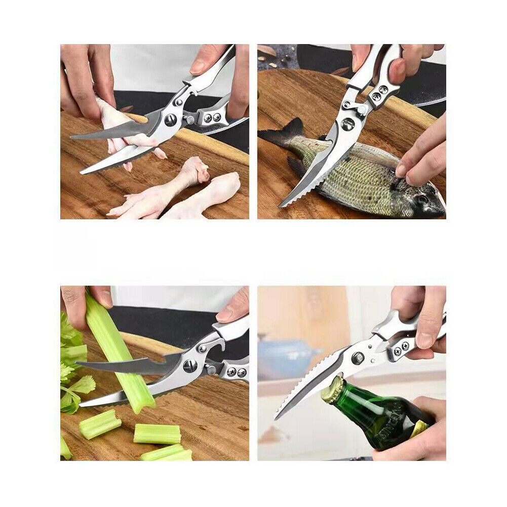 US 1-2 Pack Stainless Steel Kitchen Shears Heavy Duty Scissors Fish Chicken Bone