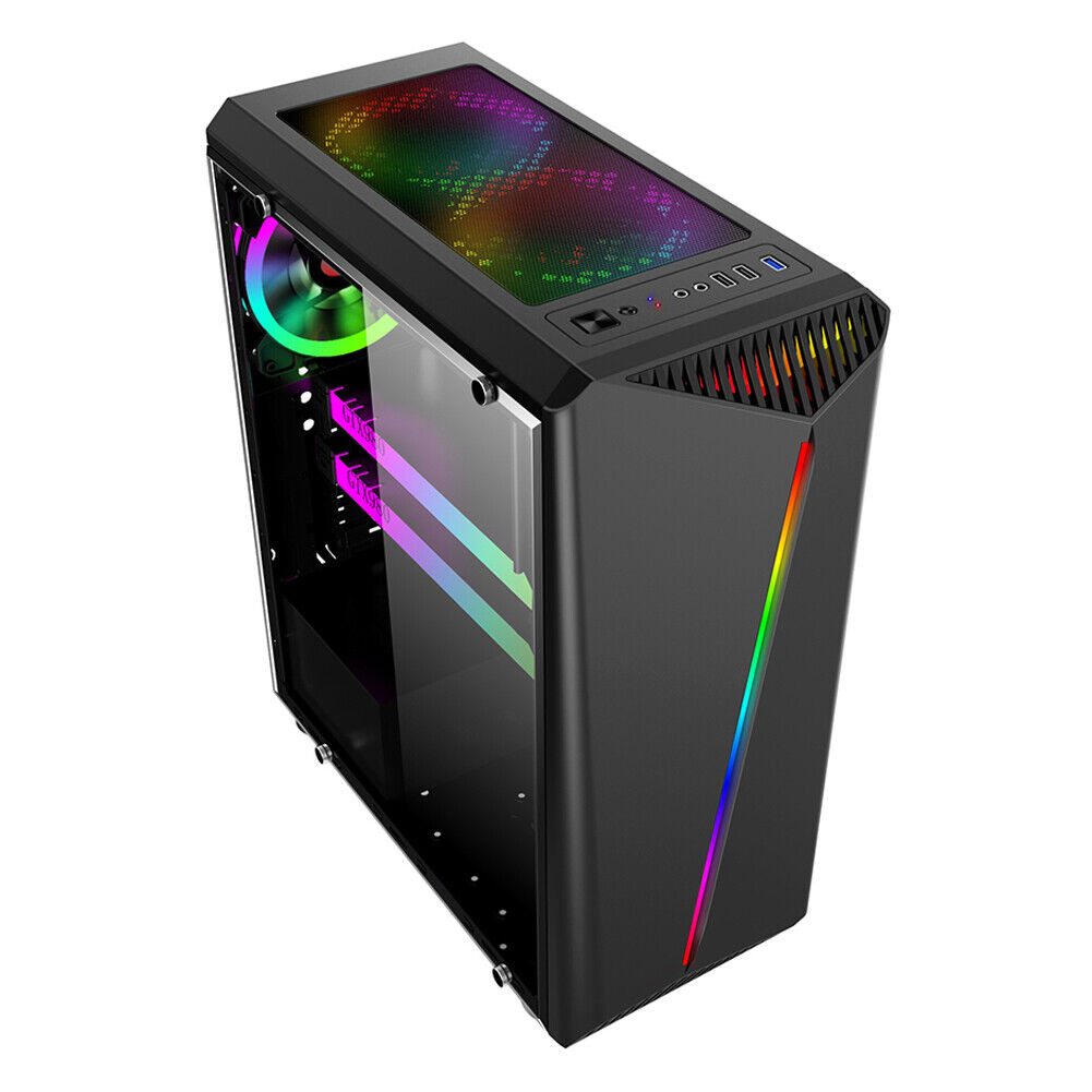 US ATX/MATX/ITX Mid Tower Case Side Panel Black White PC Gaming Computer Case