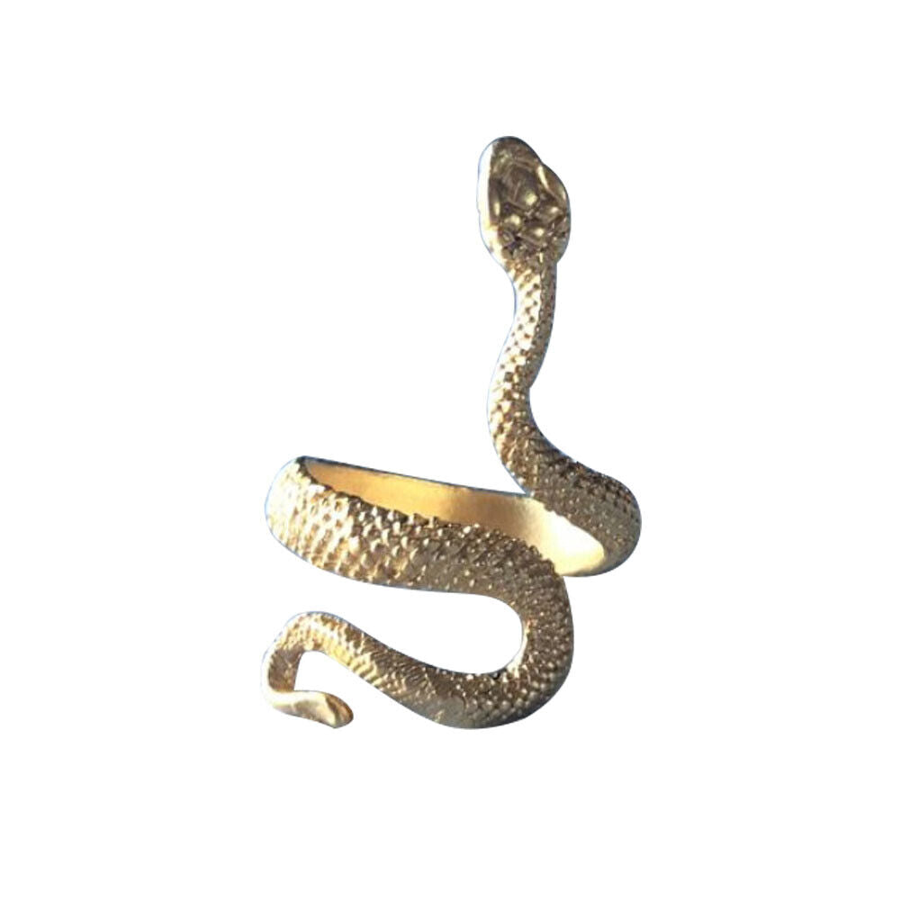 US 1-2 Stainless Steel Ring Snake Gothic Jewelry Retro Animal Adjustable Unisex