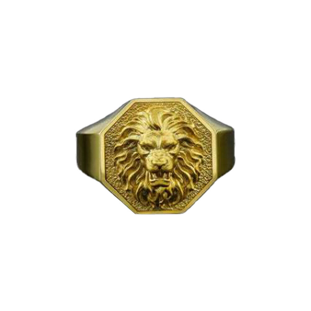 US 2-4 Pack Men Gold Plated Stainless Steel Lion Head of Judah Ring
