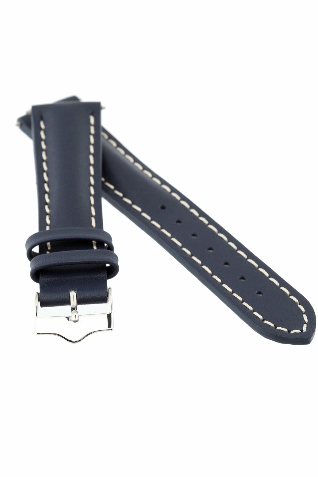 Signature 20 mm watch band Replacement watch strap Genuine Leather Silver buckle