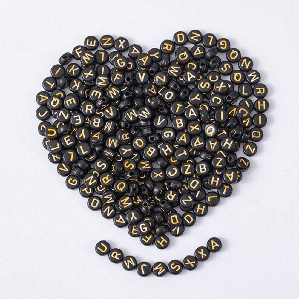 US 1000-2000 Pc Flat Round Acrylic Alphabet Letter Beads For DIY Jewelry Making