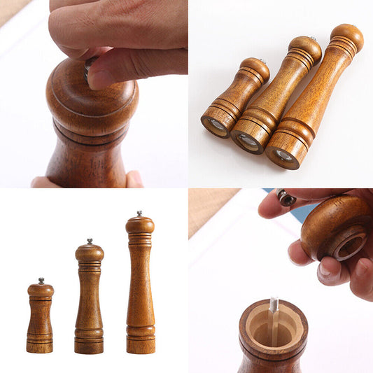US 1-2 Pc Kitchen Tools Cooking Pepper Grinder Hand Movement Wood Pepper Mill