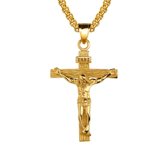 US 1-2 Pack Stainless Steel Jesus Christ Crucifix Cross Pendant Necklace For Men