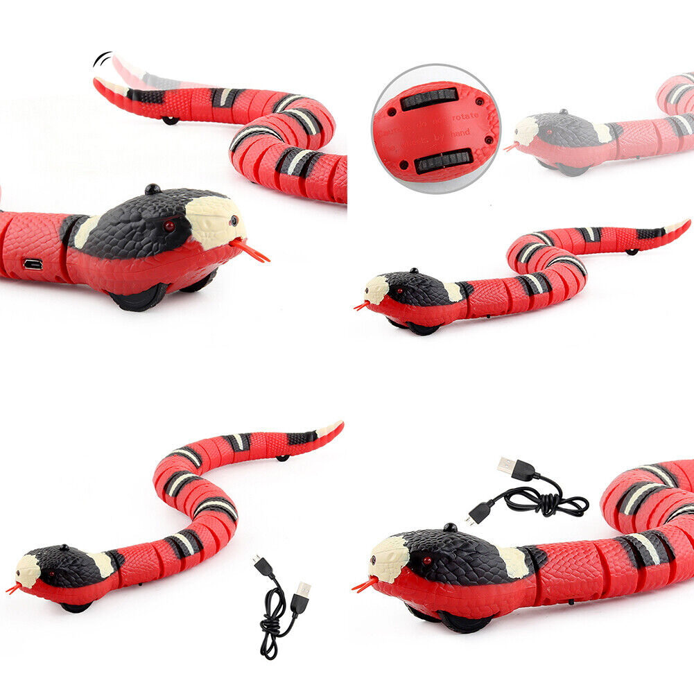 US 1-2 Pack USB Charging Smart Sensing Snake Electron Interactive Cat Dog Toys