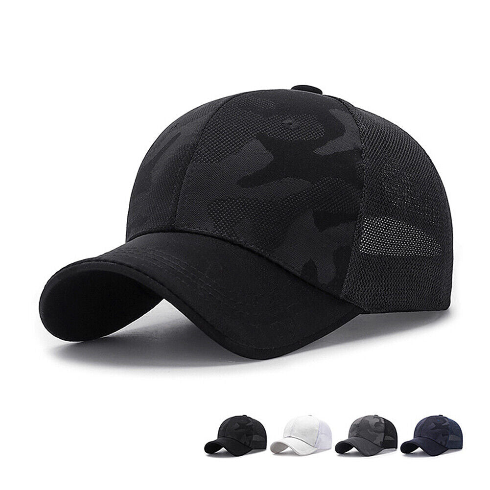 US 1~2Pcs Baseball Cap Mesh Snap Back Classic Trucker Camouflage Hat All Seasons
