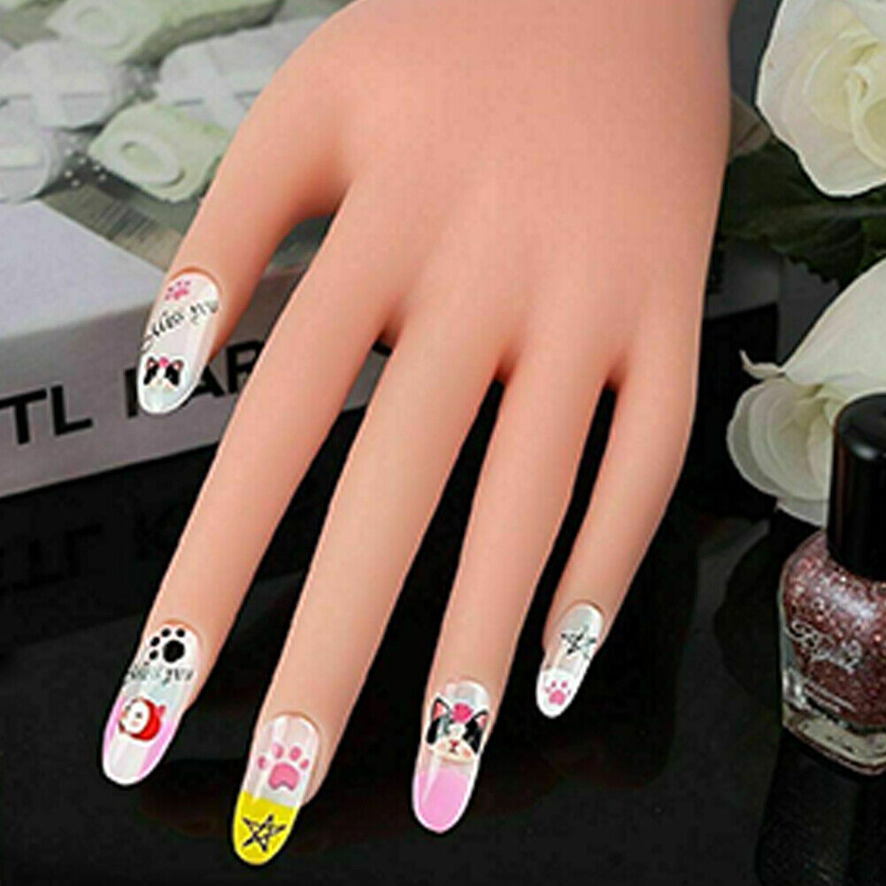 US 1-2 Pcs Flexible Movable Fake Hand Nails Practice Manicure Practice Mannequin