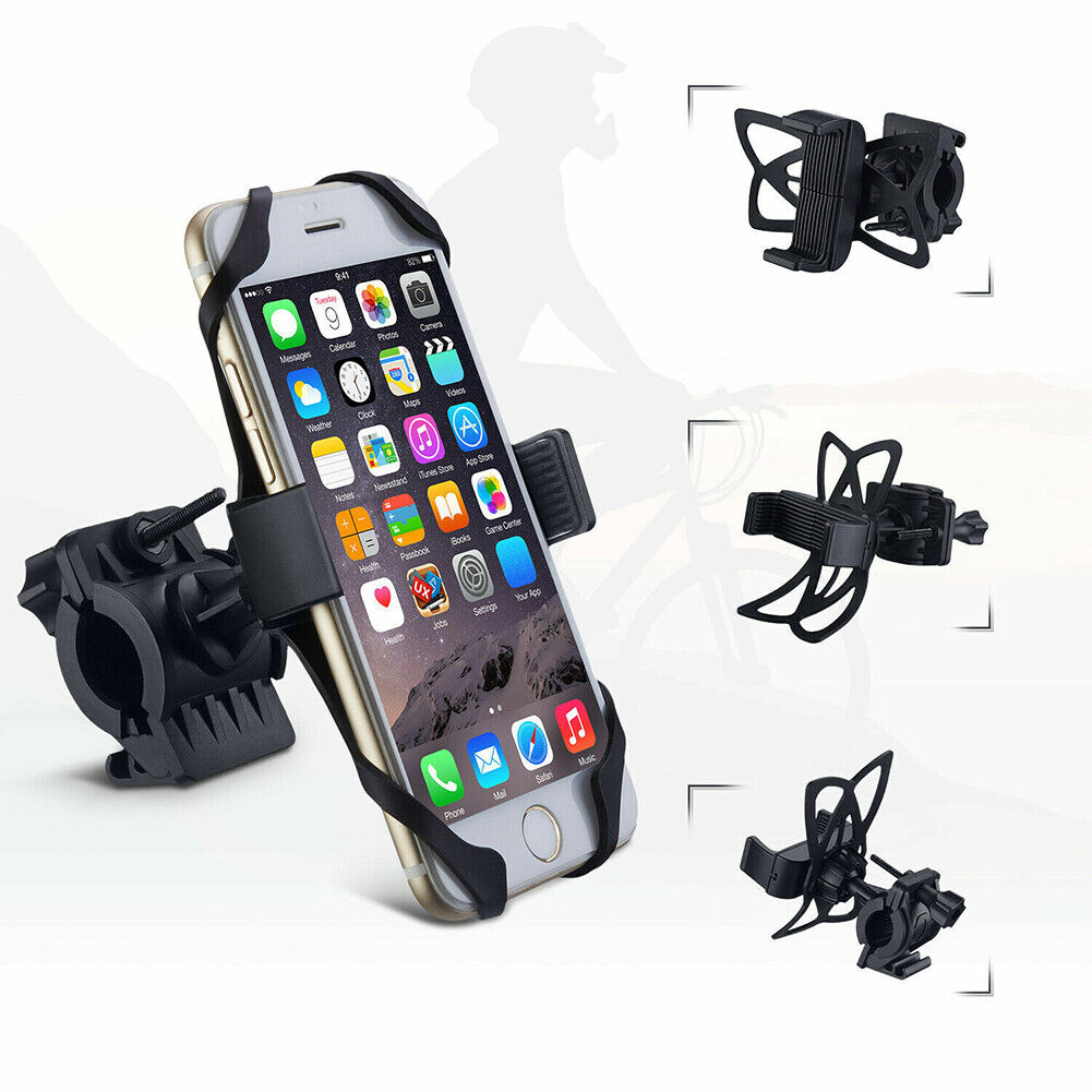 US 2-4 Pc Cell Phone Silicone Mount Holder GPS Motorcycle MTB Bike Bicycle 360
