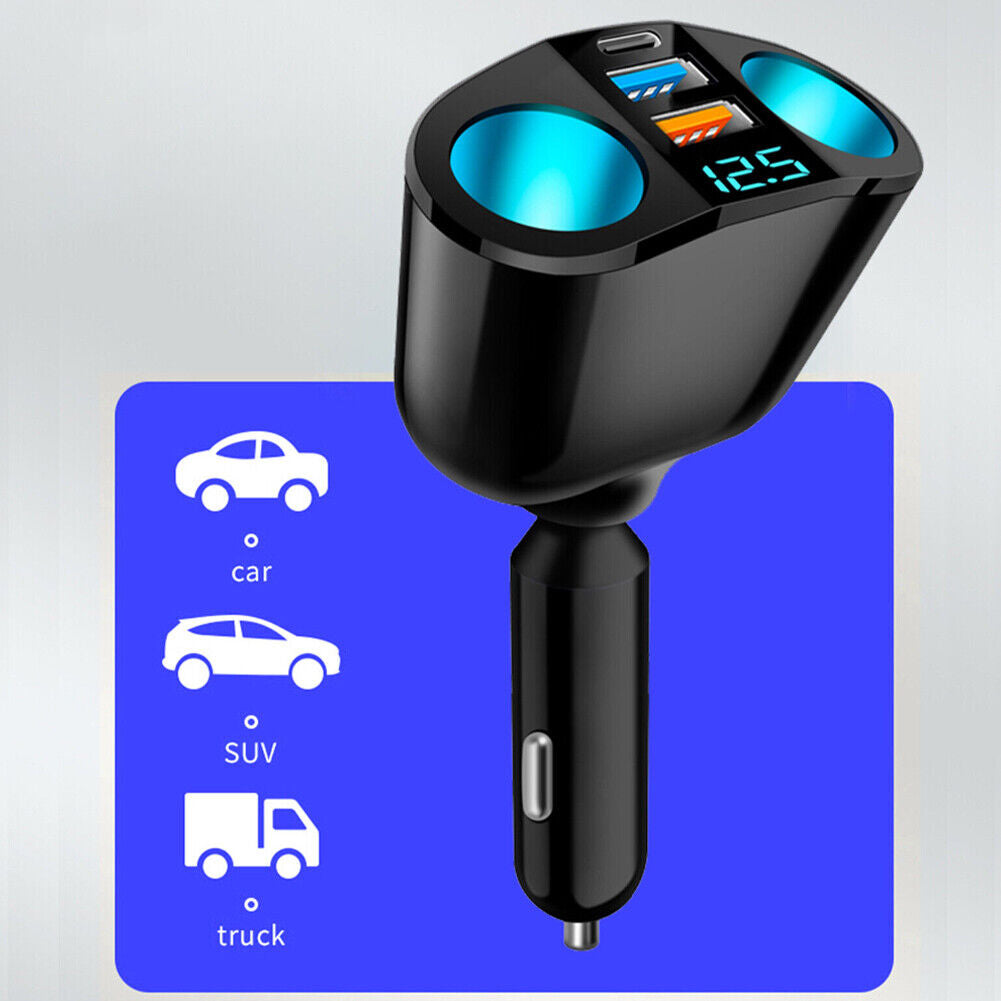 US 12V Dual USB Car Cigarette Lighter Socket Splitter Power Adapter Charger