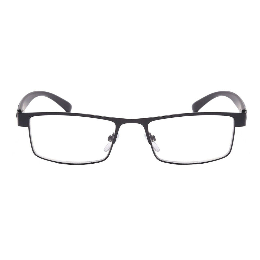 US Men Classic Style Square Metal Frame Reading Glasses Spring Hinge Readers
