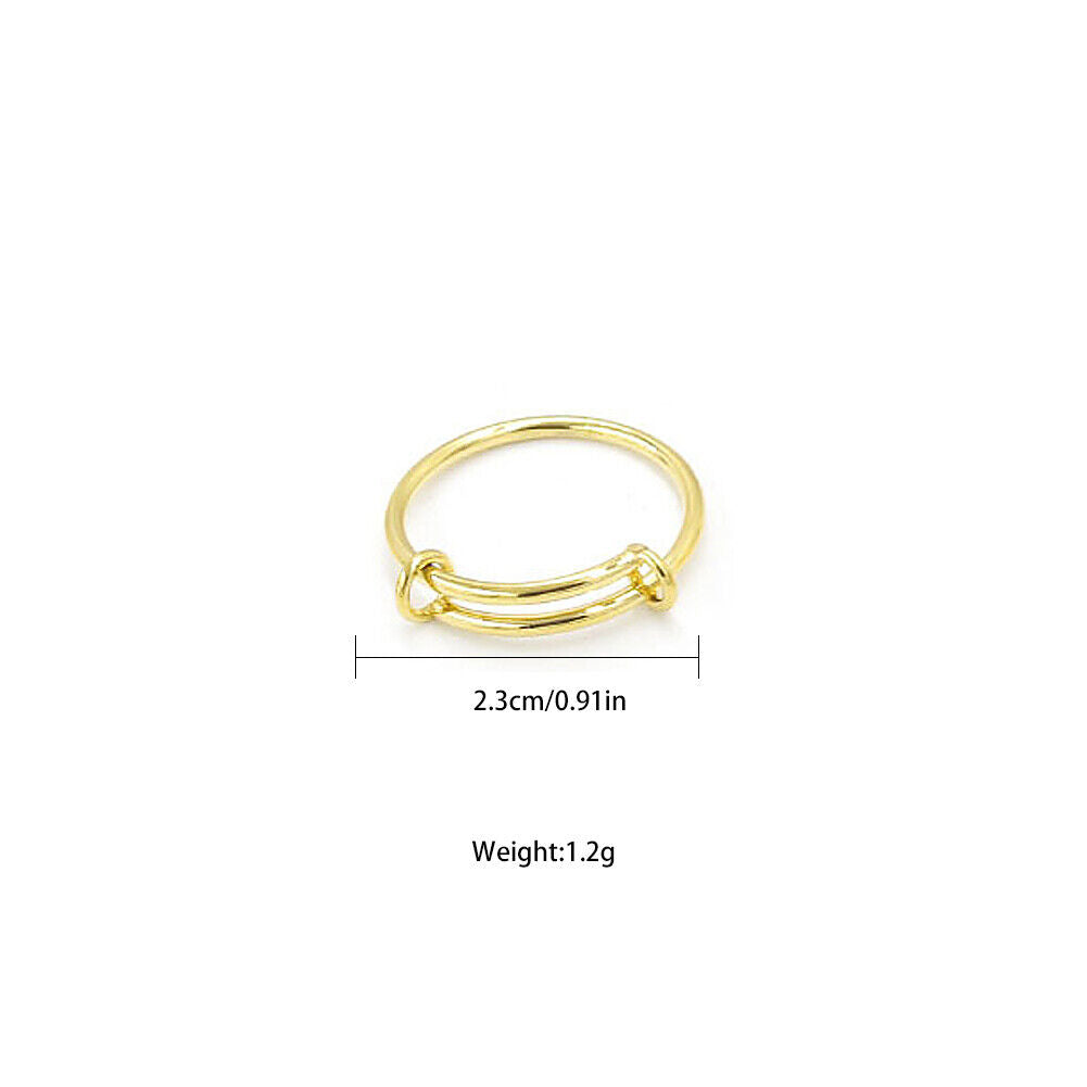 US 14K Gold Or S925 Silver Plated Double Line Adjustable Ring Color-Proof Ring