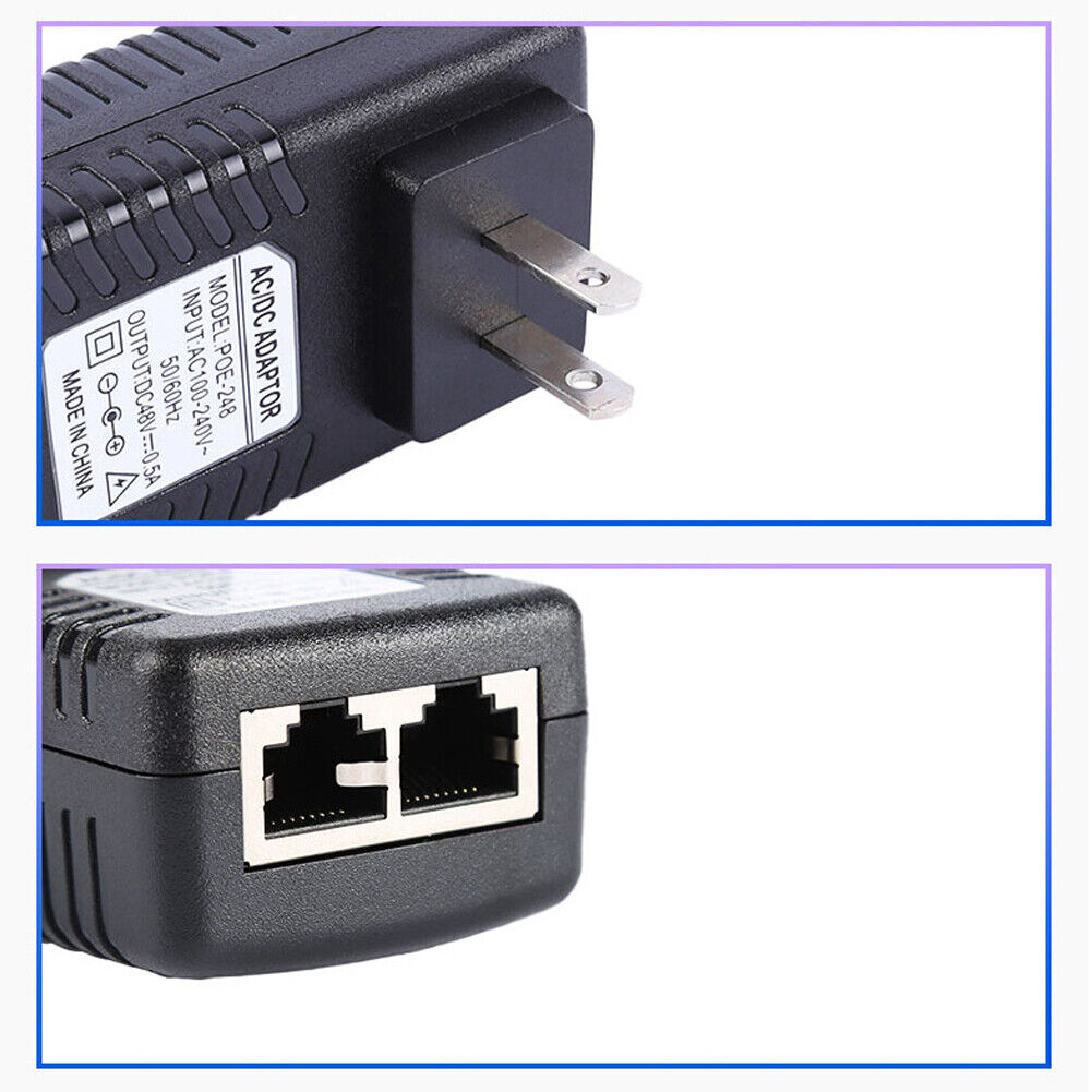 US 2-4 Pack 48V 0.5A 24W PoE Injector Power Over Ethernet Adapter 802.3af IP AP