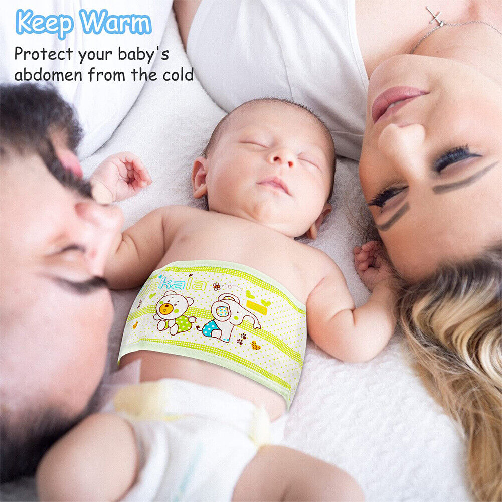 US 4Pc Baby Infant Umbilical Cord Belly Band Cartoon Cotton Soft Belly Protector