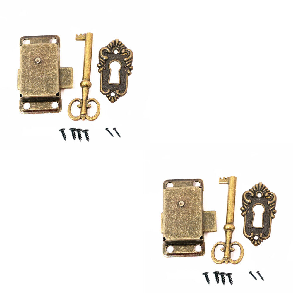 US Furniture Cabinet Door Lock Set with Key Antique Drawer Wardrobe Lock Dec