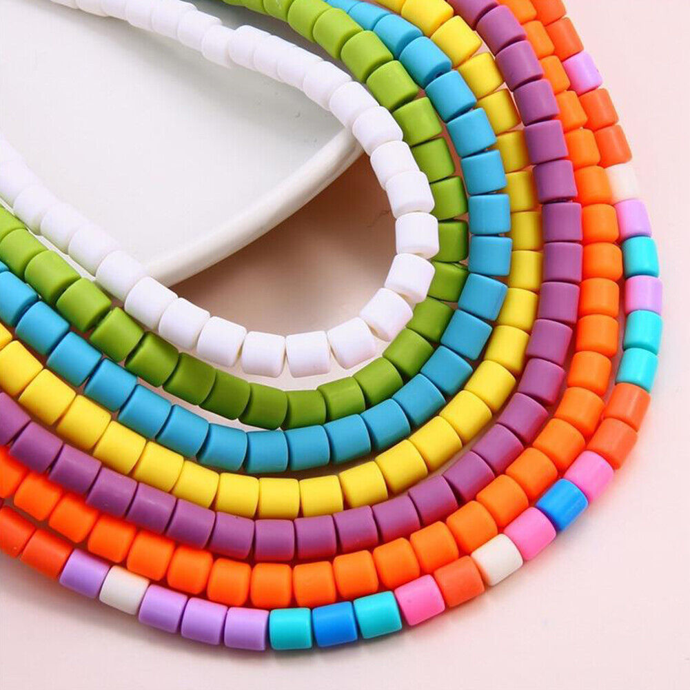 US 10-20Strand 610Pc Vinyl Spacer Cylinder Polymer Clay Bead Handmade DIY Making