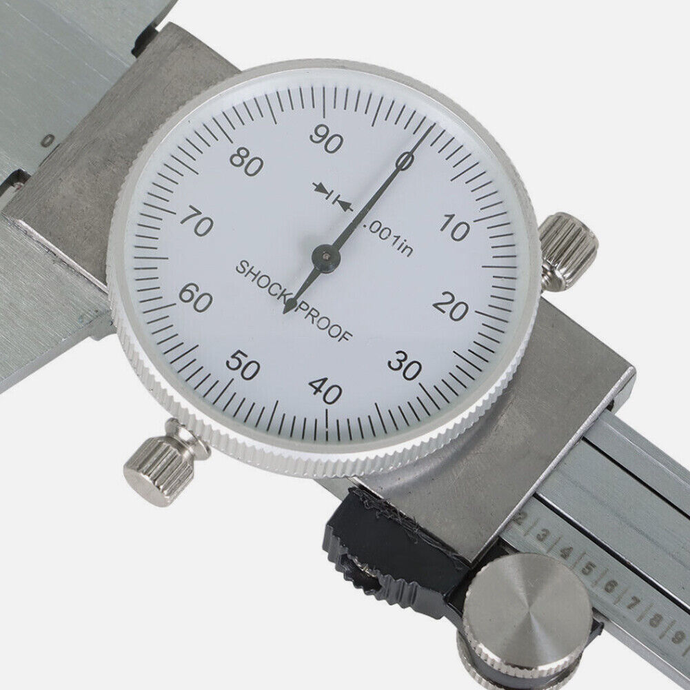 US Stainless Steel Dial Caliper 6'' Shockproof 0.01''  of One Inch Graduation