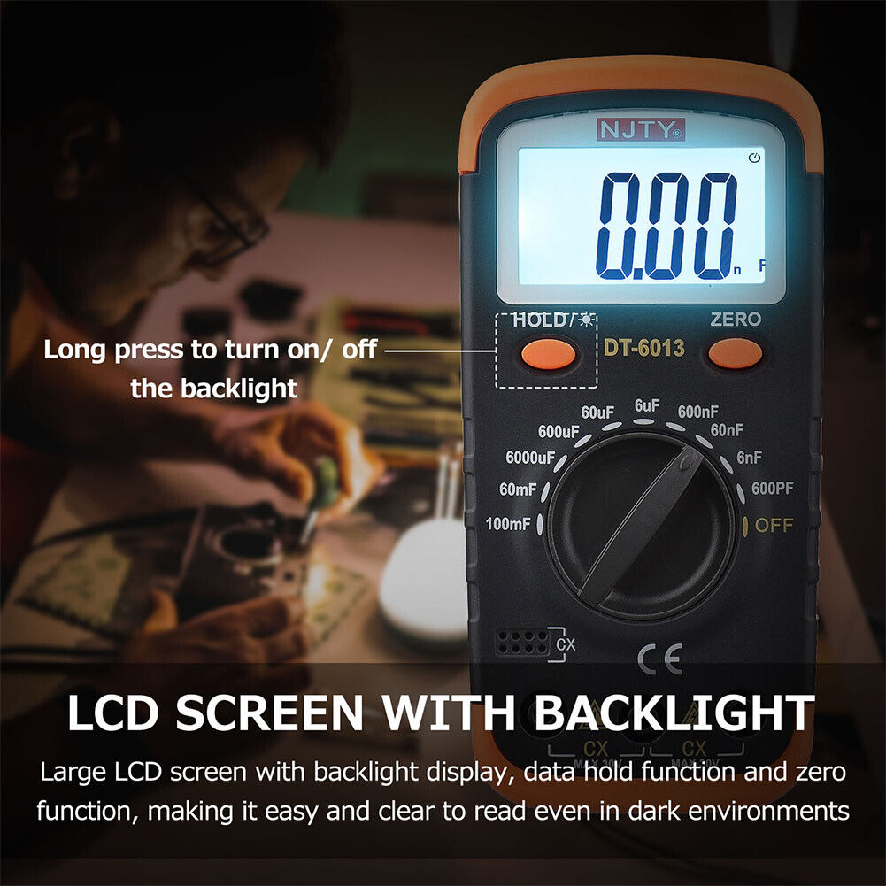 US 1-2 Pack Digital Capacitance Meter Capacitor Pro Tester LCD Backlight Display