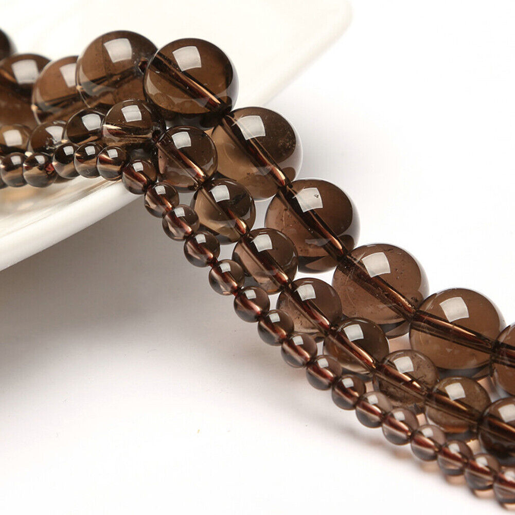 US 6/8/10mm Natural Smoky Quartzs Stone Round Beads For Jewelry Making DIY Charm