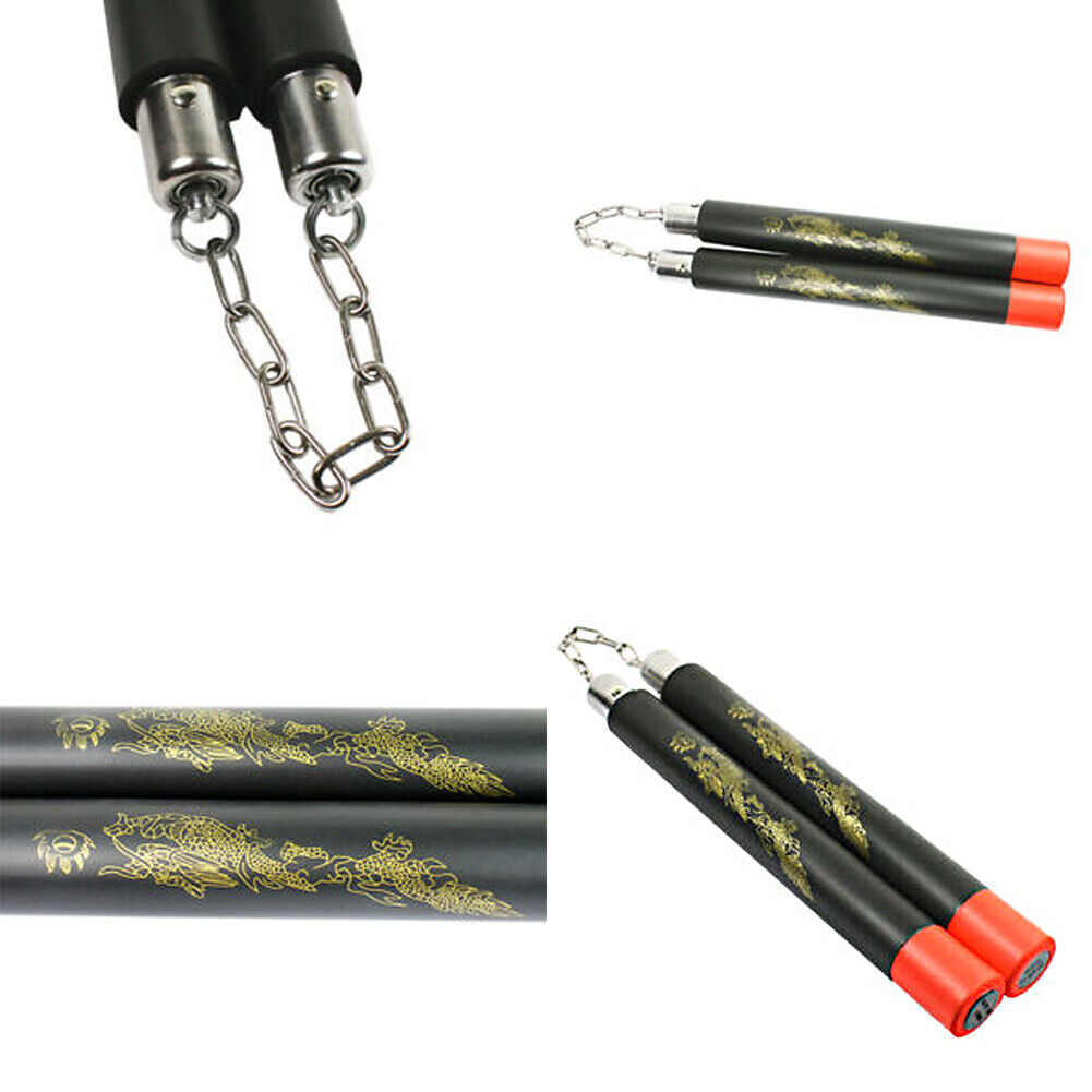 US 1-2 Pack Nunchucks Safe Foam Sponge Training Beginner Practice Dragon Pattern