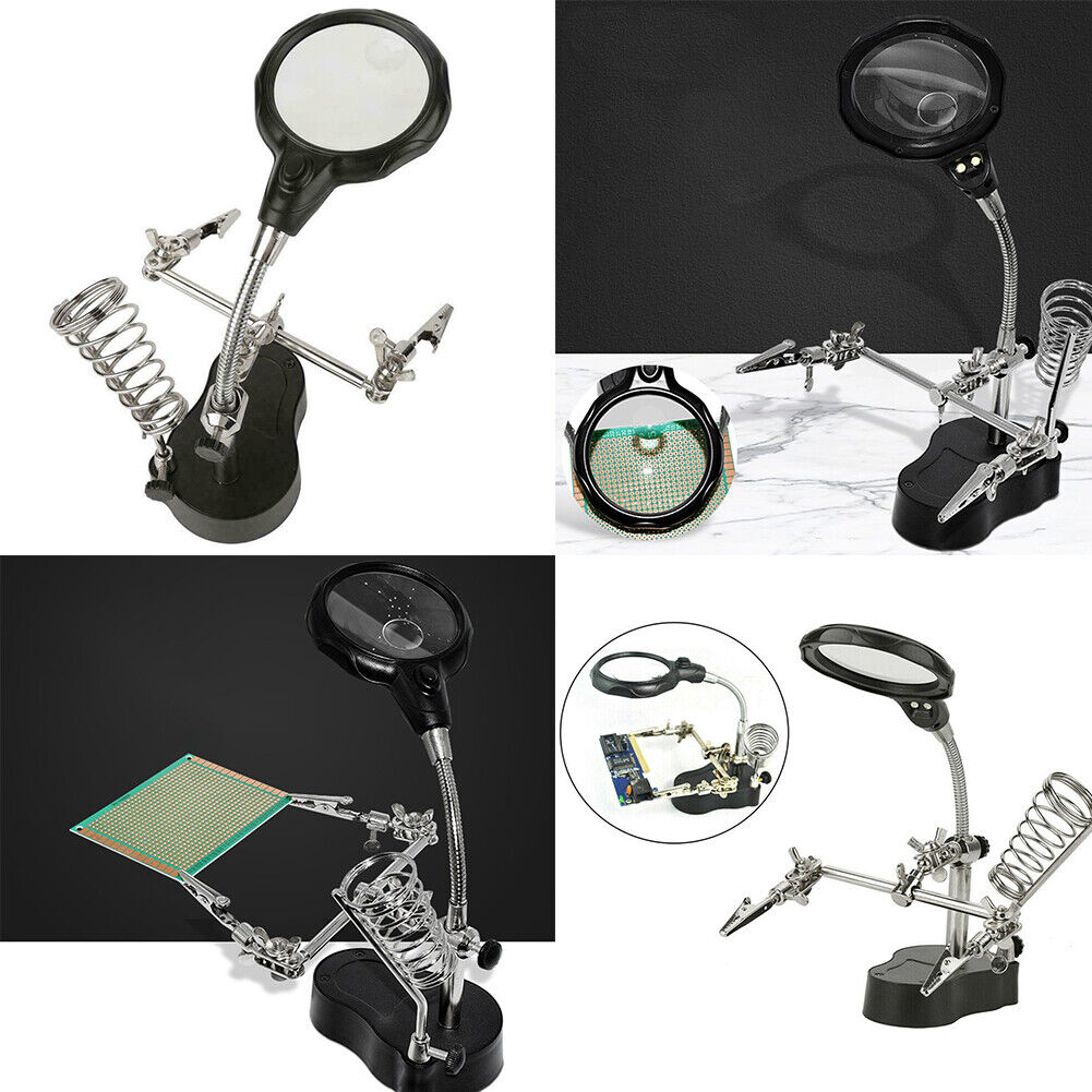 US 1-2 Pc Helping Hand Magnifier Work Station Soldering Solder Iron Stand Holder