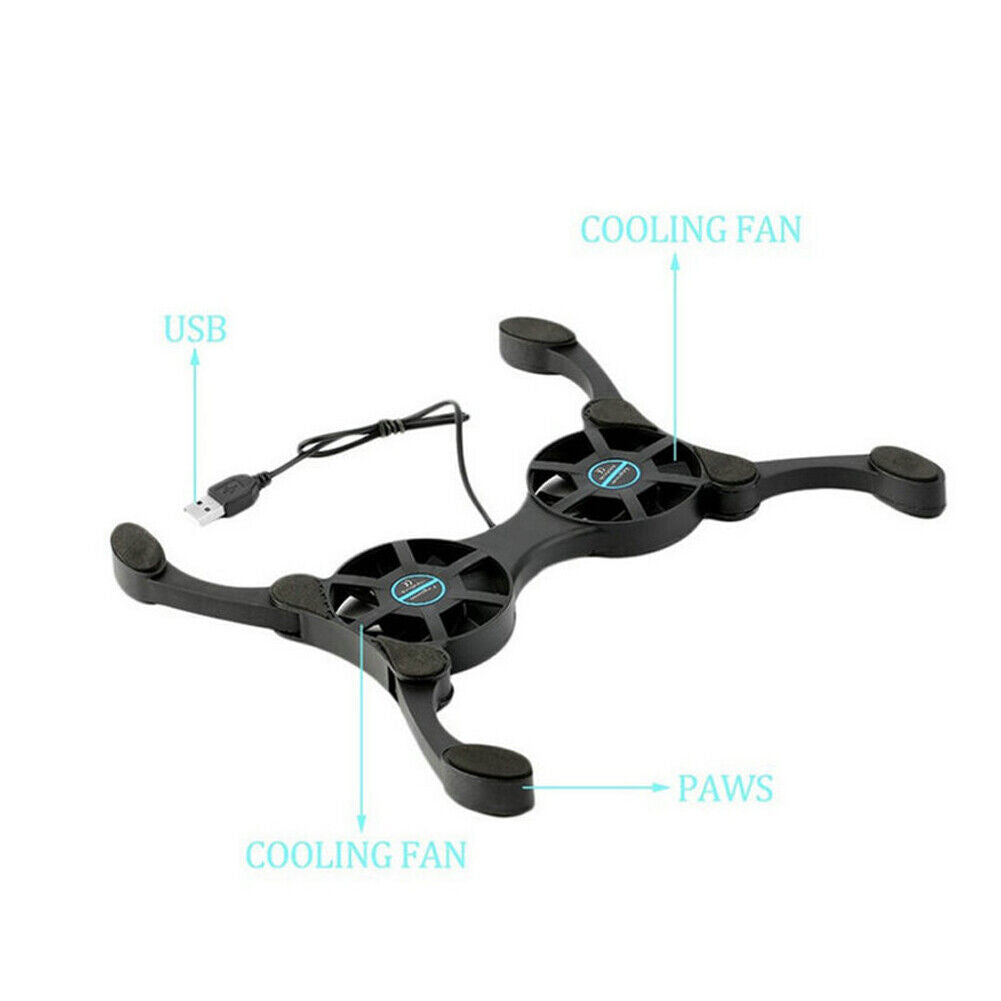 US 2-4 Pc Foldable Dual USB Fan Adjustable for Laptop PC Notebook Quite Cooler